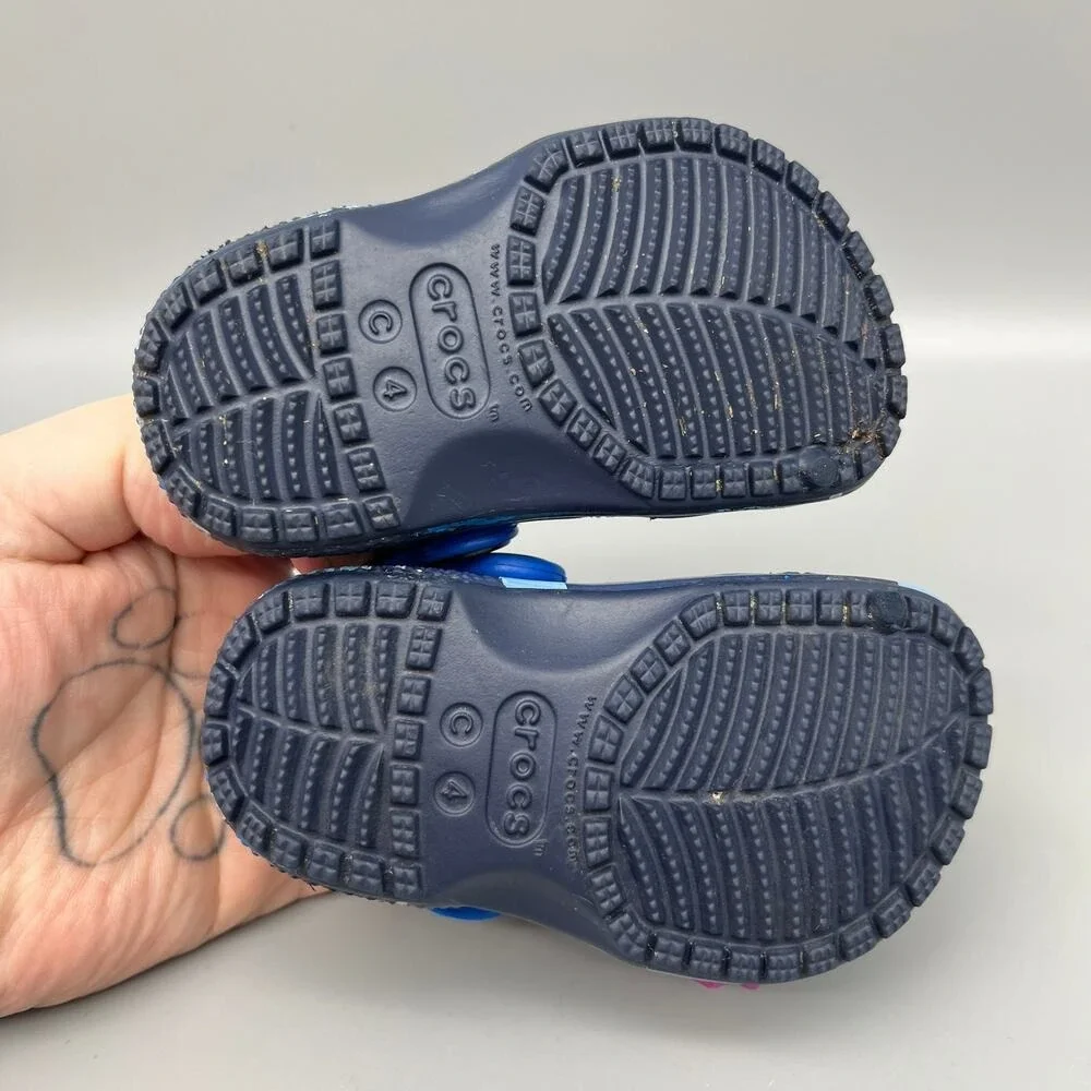 Crocs Children 4 Blue Camo Comfort‎ Shoes toddler Boys/Girls Slides Mules Clog